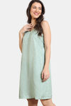 Zivame Coral Glaze Woven Knee Length Nightdress - Granite Green — thumbnail 3
